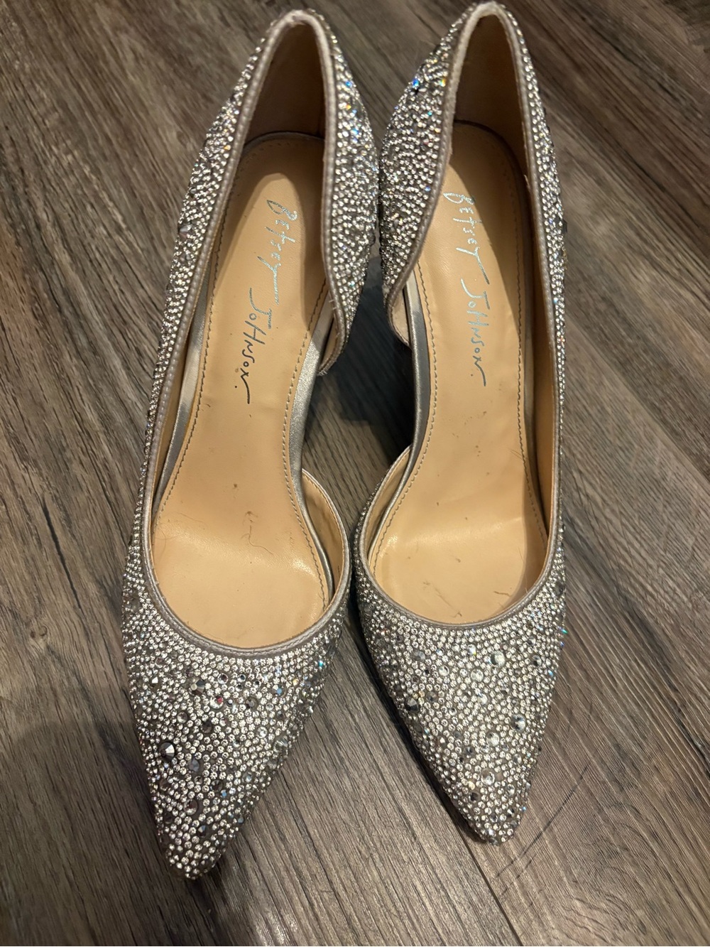 Betsey Johnson Embellished Silver Crystal Stiletto Heels for Women size 8 - Picture 3 of 5